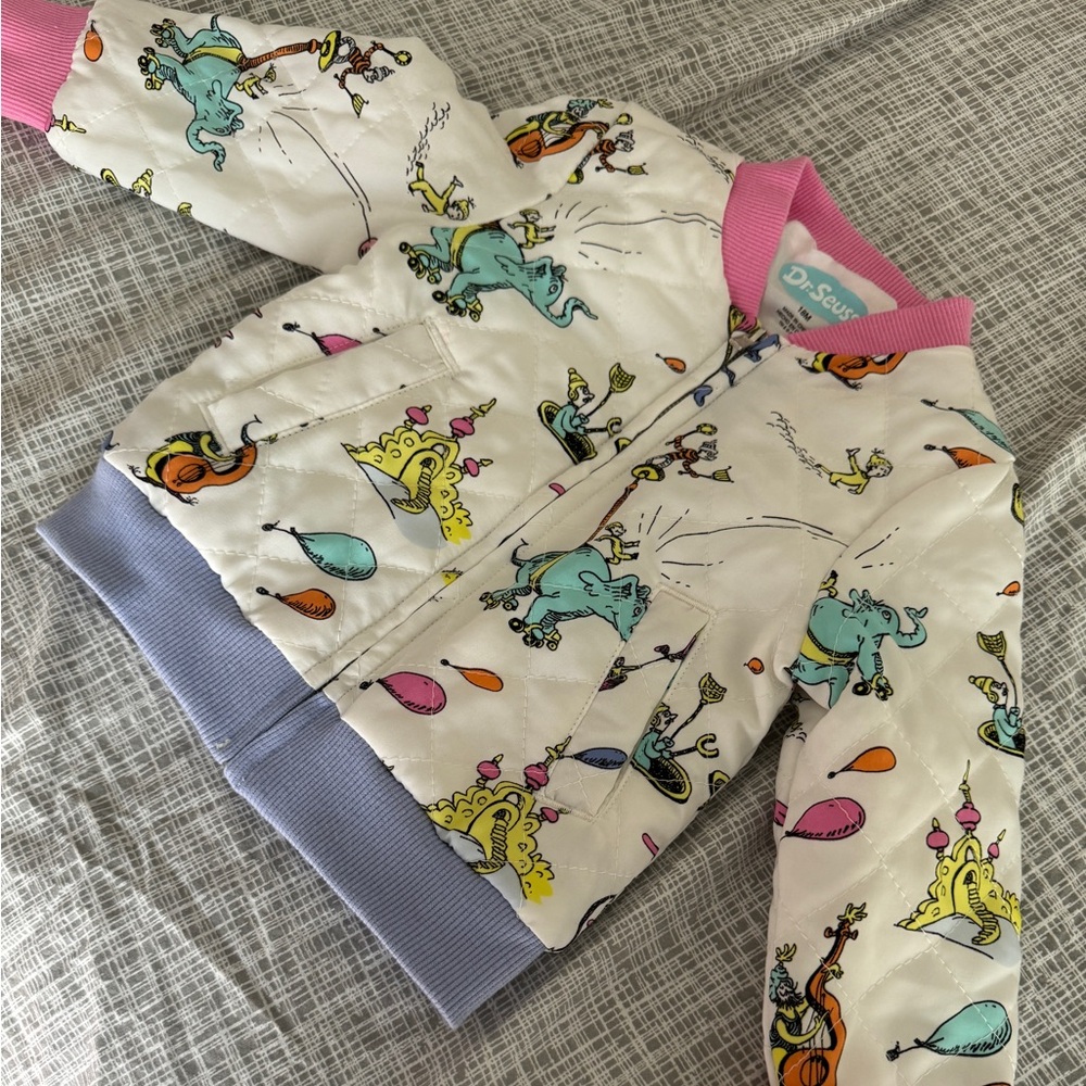 NWT Dr. Seuss Baby Toddler 18M Bomber Jacket Pink Purple White